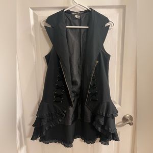 Spin Doctors Hot Topic Goth Vest size Medium Dress Lace Ruffle Punk Corset